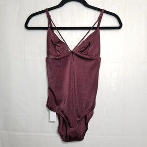 NWT Lonely the brand Sabina one piece swimsuit burgundy size S strappy